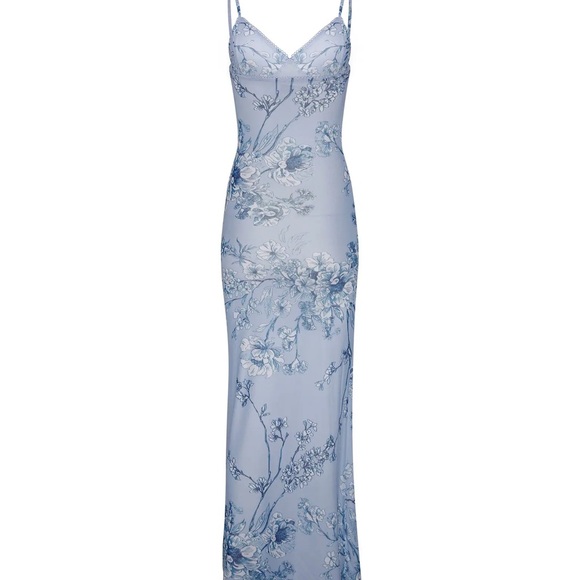 Floral Blue Spaghetti Strap Dress - Picture 6 of 6